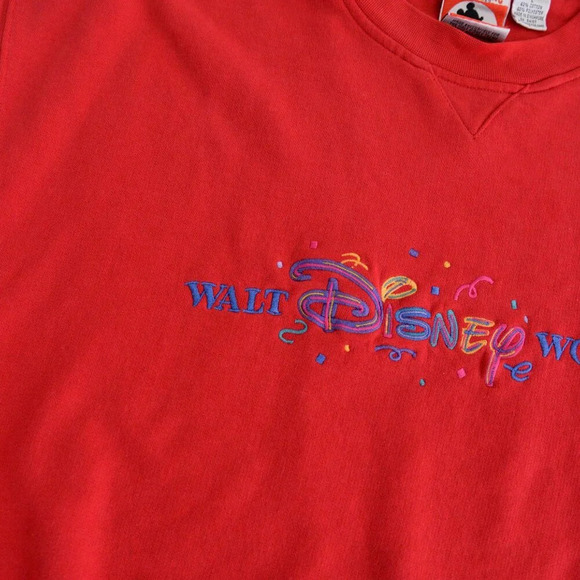 Vintage Mickey Inc Red  Embroidered Walt Disney World Crew Neck Sweater Large - Picture 8 of 11